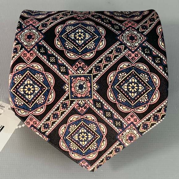 CHRISTIAN DIOR Black Purple Abstract Silk Tie - Picture 1 of 5